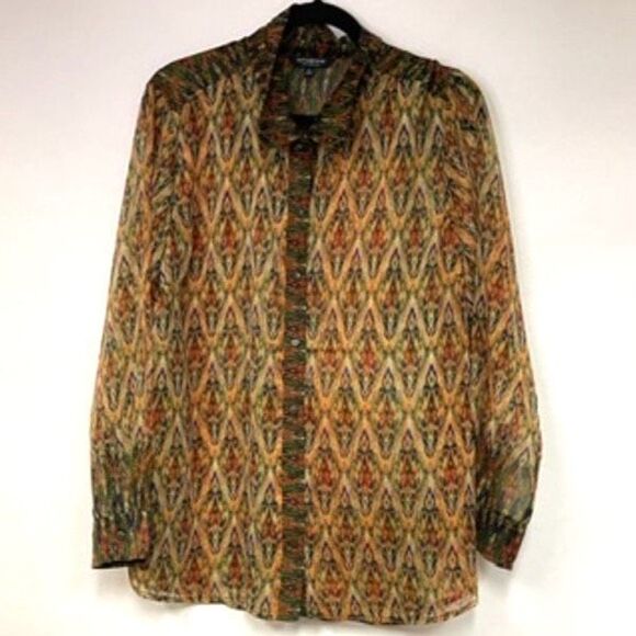 NWT LIVERPOOL Los Angeles Shirt Size XL Multicolor Button Up Long Sleeve Ikat - Picture 3 of 16